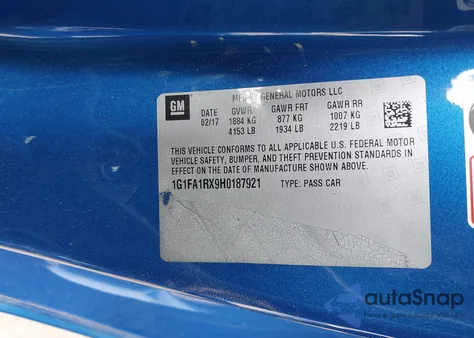 2017 Chevrolet Camaro 1Ls from USA, damaged, VIN 1G1FA1RX9H0187921